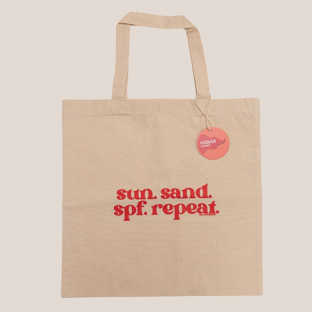 SUN. SAND. SPF. REPEAT. Cotton Canvas Tote Bag SUN. SAND. SPF. REPEAT. Cotton Canvas Tote Bag