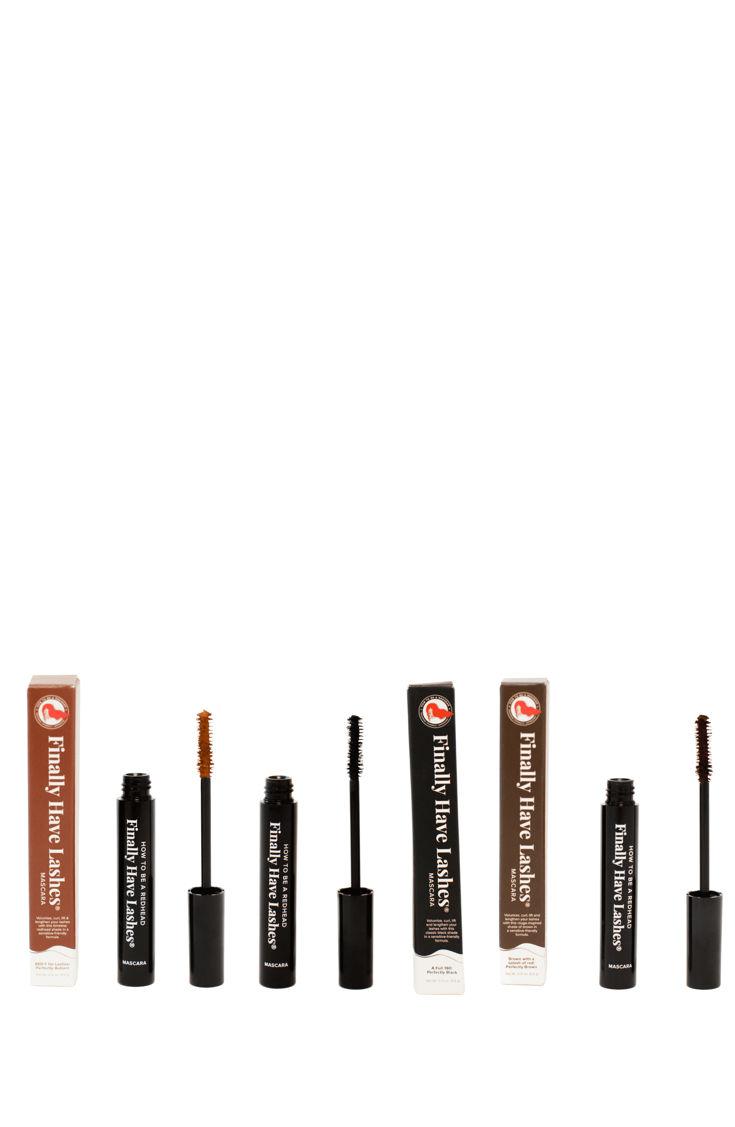 Finally Have Lashes® Mascara Trio (Auburn, Brown and Black) Redhead Mascara - Finally Have Lashes Double Trio (Auburn, Brown and Black)