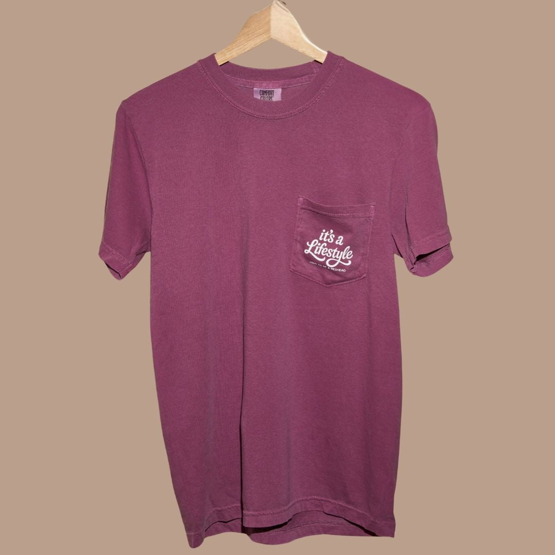 “It’s A Lifestyle” Plum Pocket Tee “It’s A Lifestyle” Plum Pocket Tee