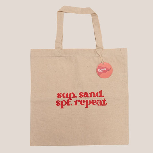SUN. SAND. SPF. REPEAT. Cotton Canvas Tote Bag SUN. SAND. SPF. REPEAT. Cotton Canvas Tote Bag